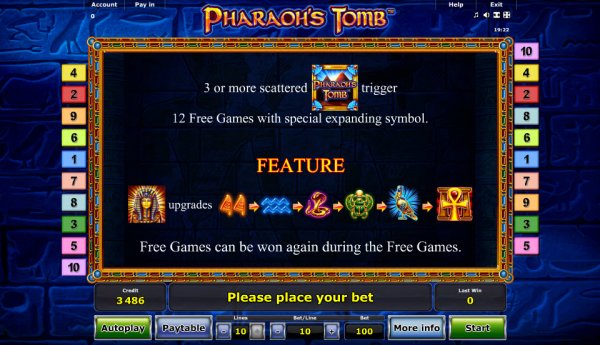 Pharaoh's Tomb Slots Features
