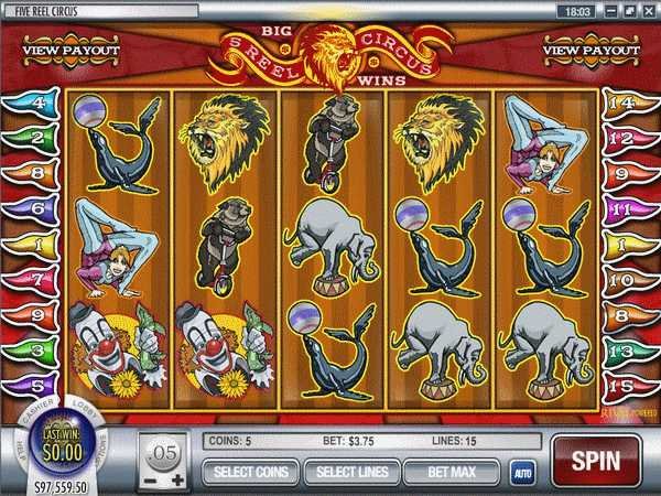 Screenshot from 5 reel Circus Slots