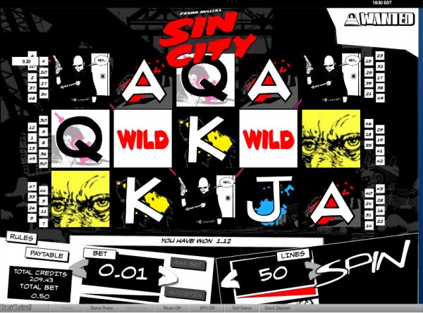 Sin City Slots Game Reels