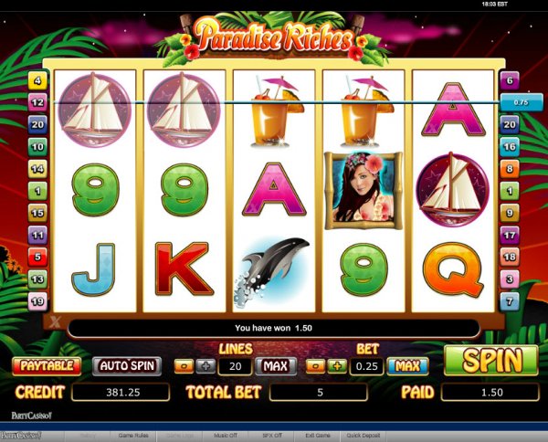 Paradise Riches Slot Game Reels