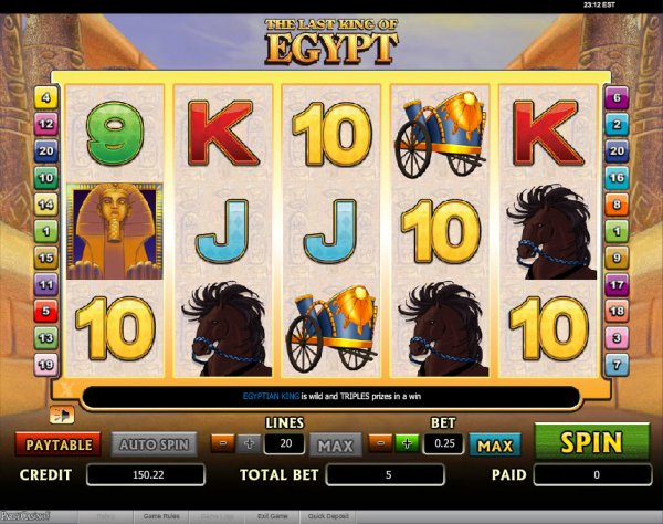 The Last King of Egypt Slots Game Reels