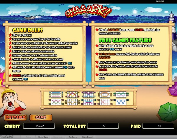 SHAAARK! Slots Game Rules