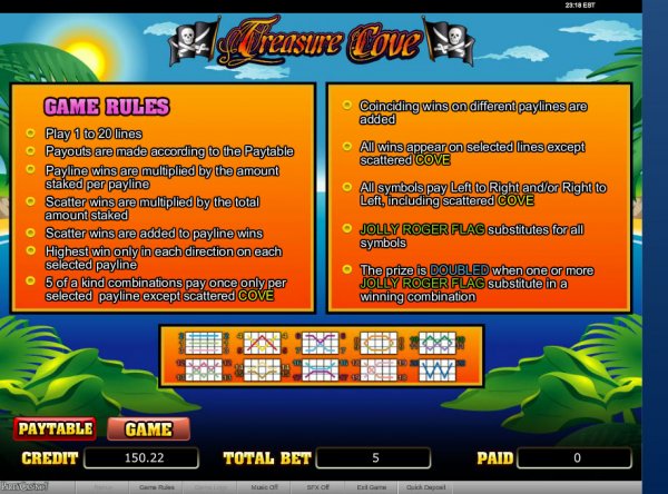 Treasure Cove Slots Game Rules