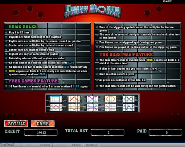 Funny Money Slots Game Rules