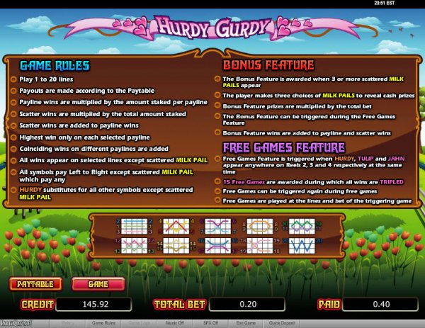 Hurdy Gurdy Slots Game Rules