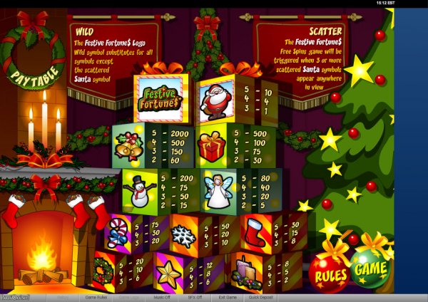 Festive Fortunes Slots Pay Table
