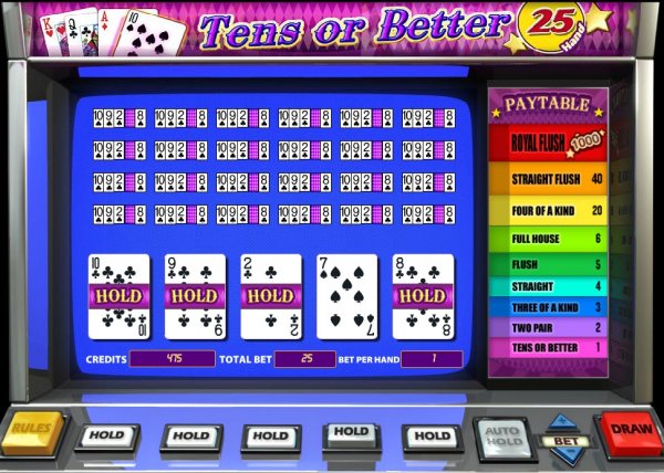 Tens or Better 25 Hand  Video Poker
