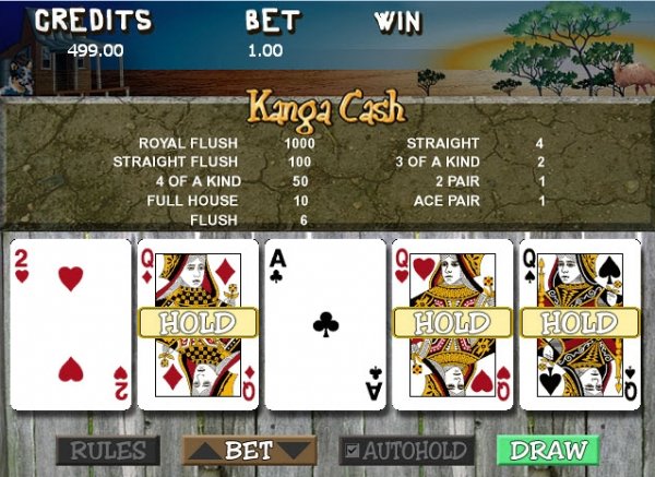 Kanga Cash Video Poker
