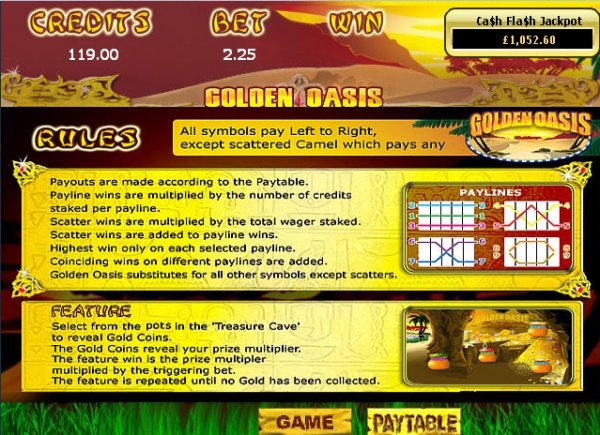 Golden Oasis Slots Game Rules