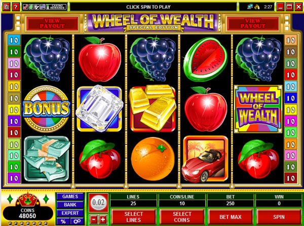 Screenshot from the slot game Wheel of Wealth