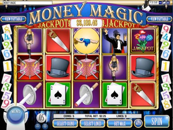Screenshot from Money Magic progressive slot by Rival Casinos