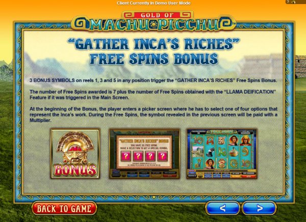 Gold of Machu Picchu  Slots Feature