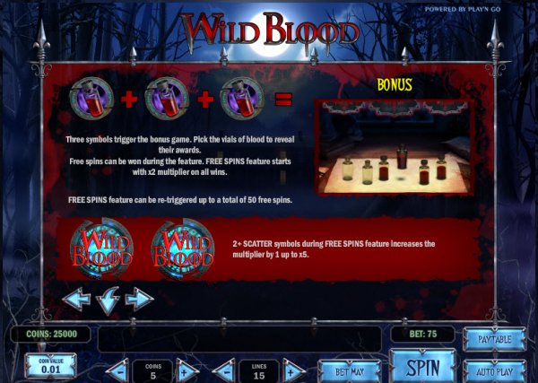 Wild Blood Slots Bonus