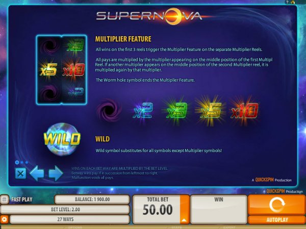 Supernova Slots Multiplier Feature