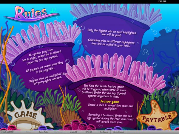 Under the Sea Slots Rules
