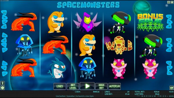 Space Monsters Slot Game Reels