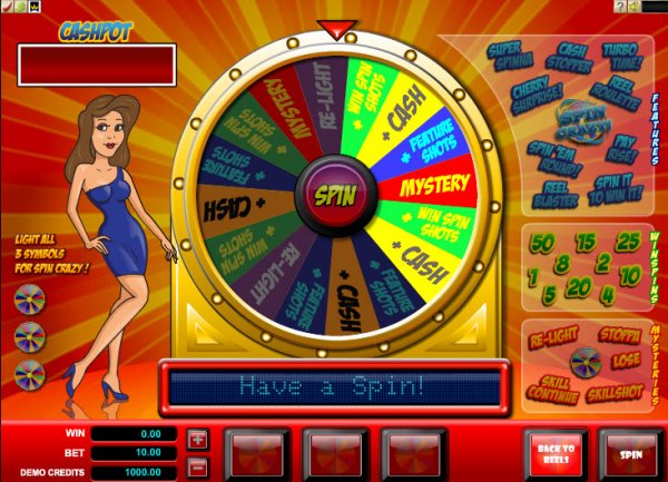 Spin Crazy Slots Feature Board
