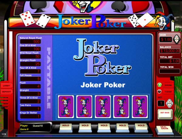 Joker Poker Single Hand Video Poker Game