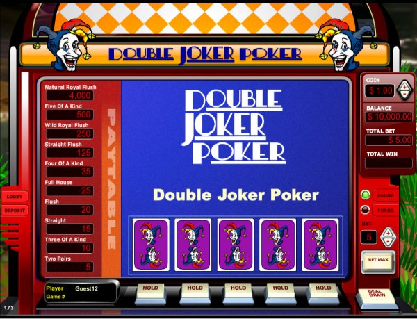 Double Joker Single Hand Video Poker Game