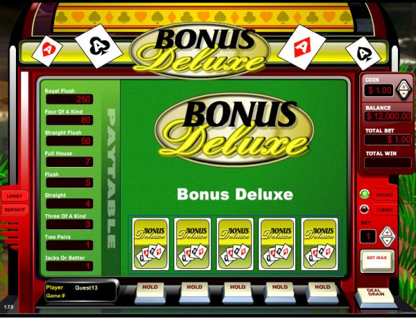 Bonus Deluxe Single Hand Video Poker