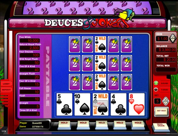 Deuces & Jokers Four Hand Video Poker