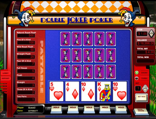 Double Joker Four Hand Video Poker Game