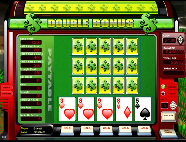 Double Bonus Four Hand Video Poker Game