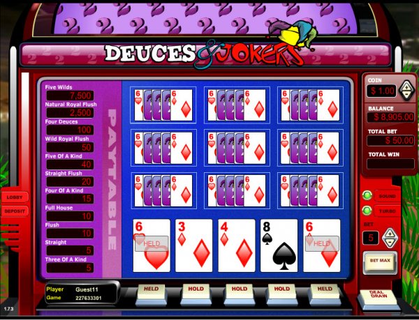 Deuces & Jokers Ten Hand Video Poker Game