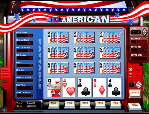All American Ten Hand Video Poker Game