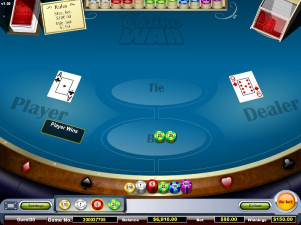 Casino War Game Play
