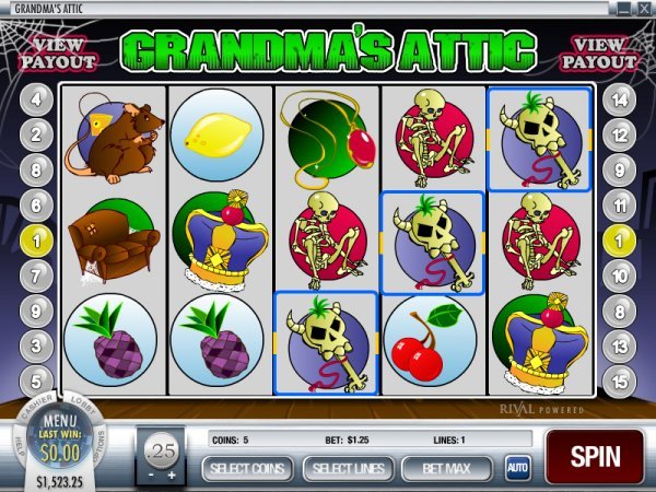 Grandma's Attic video slots from Rival - Screenshot