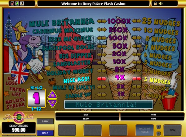 Mule Britannia Slots Feature Screen