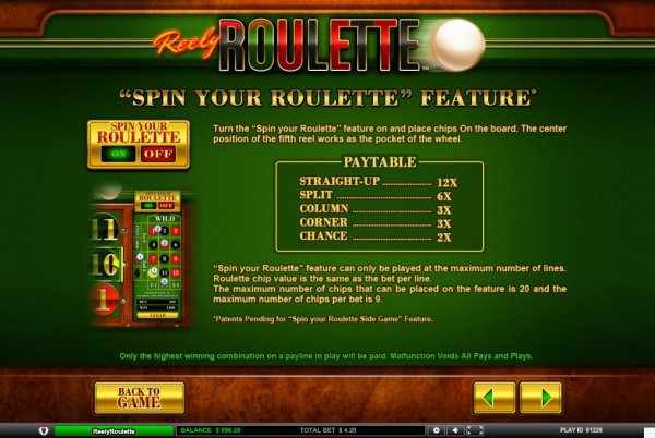 Reely Roulette Slot Roulette Pay Table