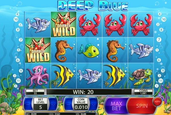 Deep Blue Penny Slot Game Reels