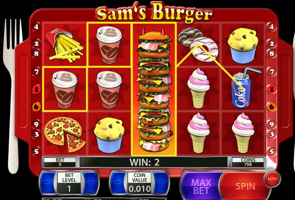 Sam's Burger Penny Slot Game Reels