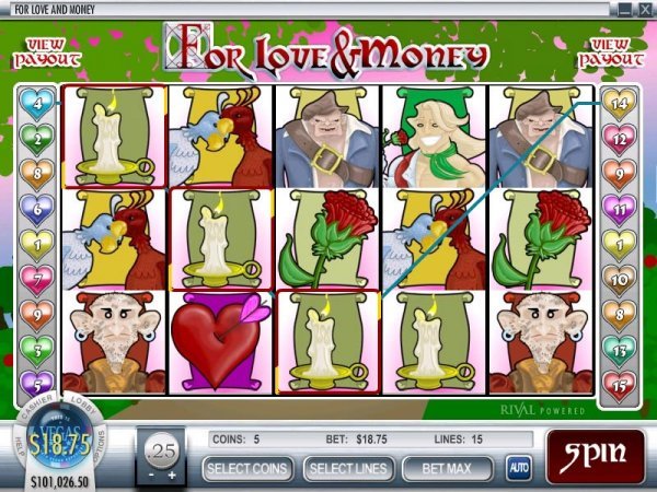 For Love and Money video slots from Rival - Screenshot