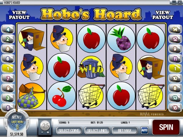 Hobo's Hoard video slots from Rival - Screenshot