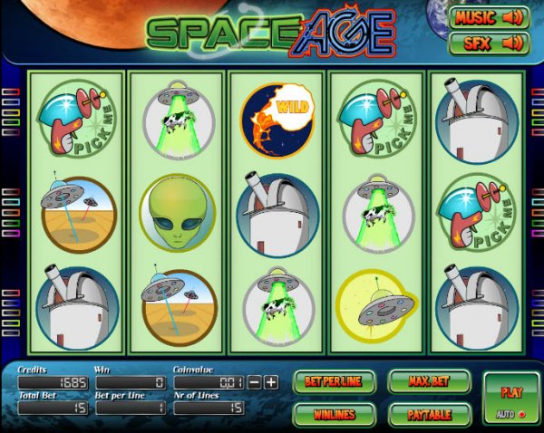 Space Age Slots Game Reels