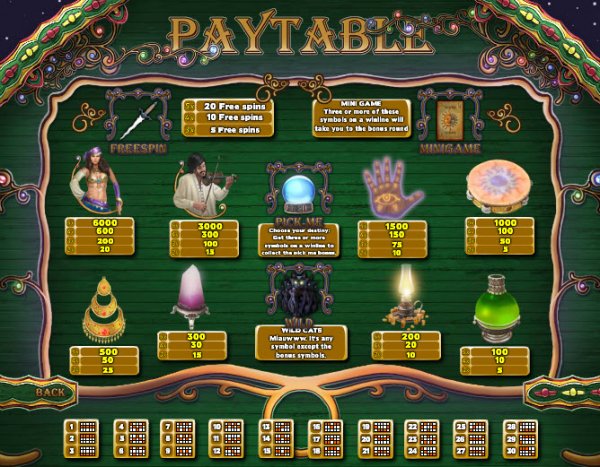 Future Fortune Slots Pay Table
