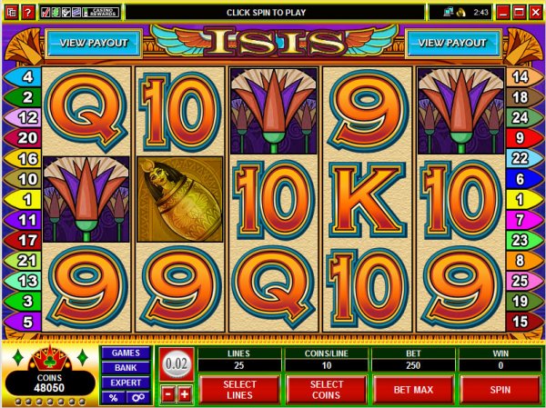 Screenshot from the video slot, Isis, itself