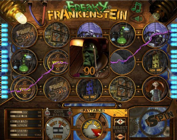 Freaky Frankenstein Slots Game Reels