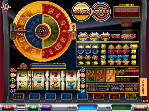 Money Spinner Slot Game Screen
