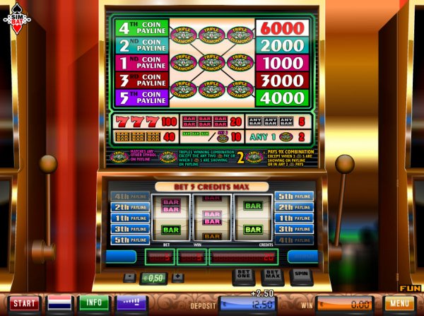 Triple Diamond 5 Slot Game