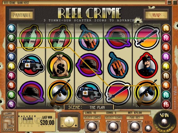 Reel Crime 1: Bank Heist video slots from Rival - Screenshot