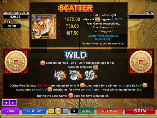 Tiger Moon Slots Features