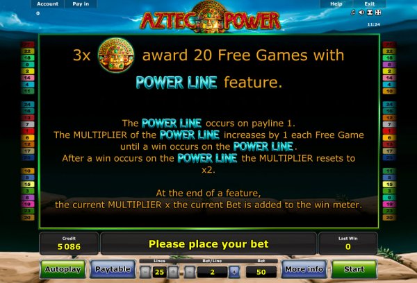 Aztec Power Slot Power Line Feature