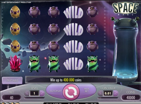 Space Wars Slot Game Reels with Wild