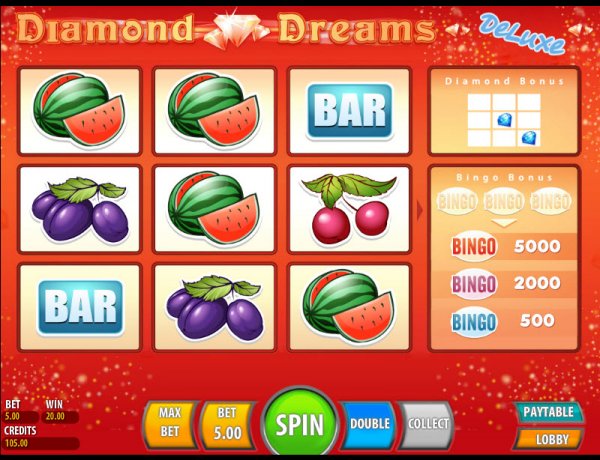Diamond Dreams Deluxe Slot Game Reels