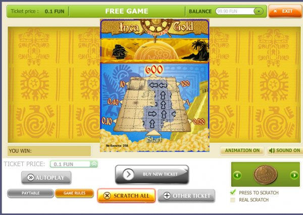 Inca Gold Scratch Card Game