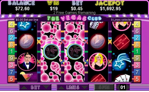 The Vegas Club Jackpot Slot Game Reels
